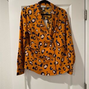 3.1 Phillip Lim Orange and Blue Leopard Blazer